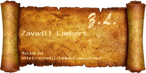 Zavadil Lambert névjegykártya